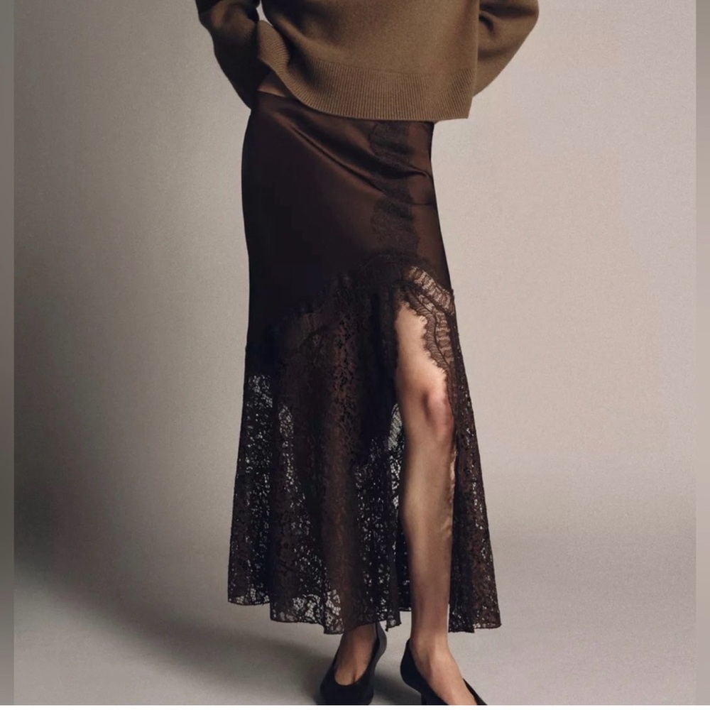 Zara satin effect lace skirt